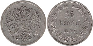 25 пенни (penniä) 1907 25 пенни (L)