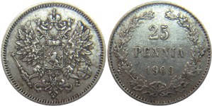 25 пенни (penniä) 1909 25 пенни (L)