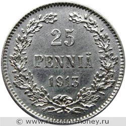 Монета 25 пенни (penniä) 1913 года 25 пенни  (S). Реверс