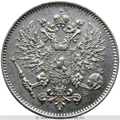 Монета 25 пенни (penniä) 1913 года (S). Аверс