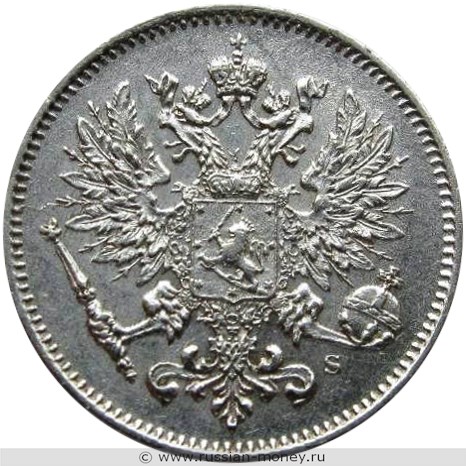 Монета 25 пенни (penniä) 1913 года 25 пенни  (S). Аверс