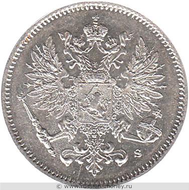 Монета 25 пенни (penniä) 1915 года 25 пенни  (S). Аверс