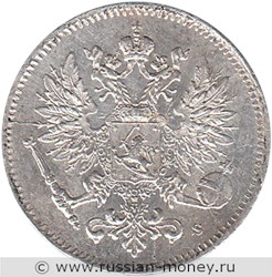 Монета 25 пенни (penniä) 1917 года 25 пенни  (S, орёл с коронами). Аверс