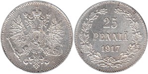 25 пенни (S, орёл с коронами) 1917