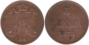 5 пенни (penniä) 1873 5 пенни