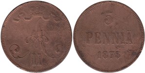 5 пенни (penniä) 1875 5 пенни
