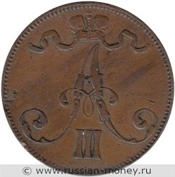 Монета 5 пенни (penniä) 1892 года. Аверс