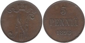 5 пенни (penniä) 1898 5 пенни