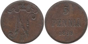 5 пенни (penniä) 1899 5 пенни