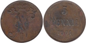5 пенни (penniä) 1901 5 пенни