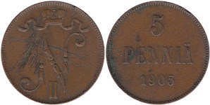5 пенни (penniä) 1905 5 пенни
