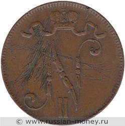 Монета 5 пенни (penniä) 1905 года. Аверс