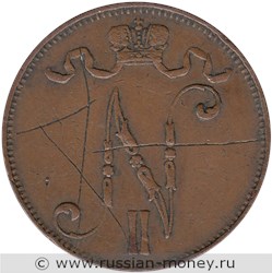 Монета 5 пенни (penniä) 1907 года. Аверс