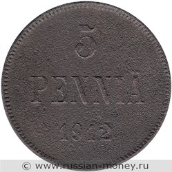 Монета 5 пенни (penniä) 1912 года. Реверс