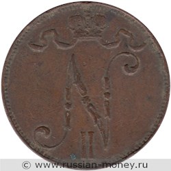 Монета 5 пенни (penniä) 1913 года. Аверс