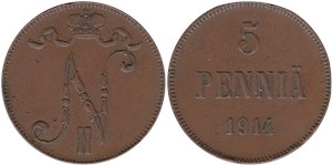 5 пенни (penniä) 1914 5 пенни