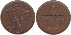 5 пенни (penniä) 1915 5 пенни