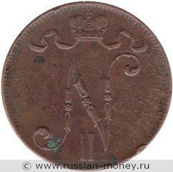 Монета 5 пенни (penniä) 1915 года. Аверс