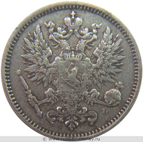 Монета 50 пенни (penniä) 1890 года 50 пенни  (L). Аверс