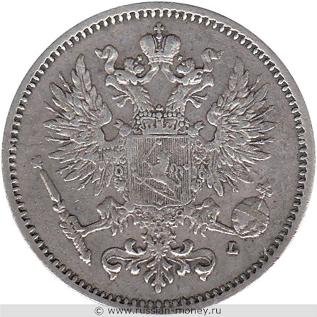 Монета 50 пенни (penniä) 1892 года (L). Аверс