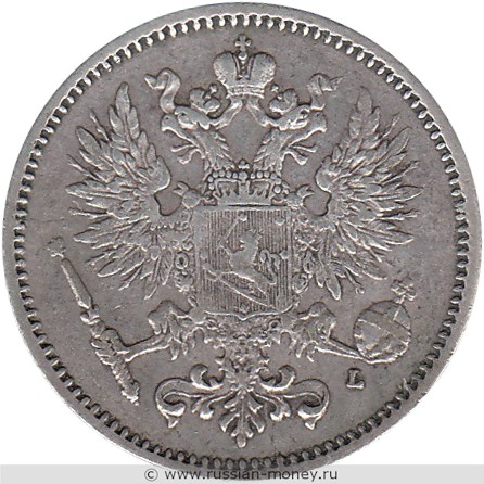 Монета 50 пенни (penniä) 1892 года 50 пенни  (L). Аверс