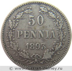 Монета 50 пенни (penniä) 1893 года 50 пенни  (L). Реверс