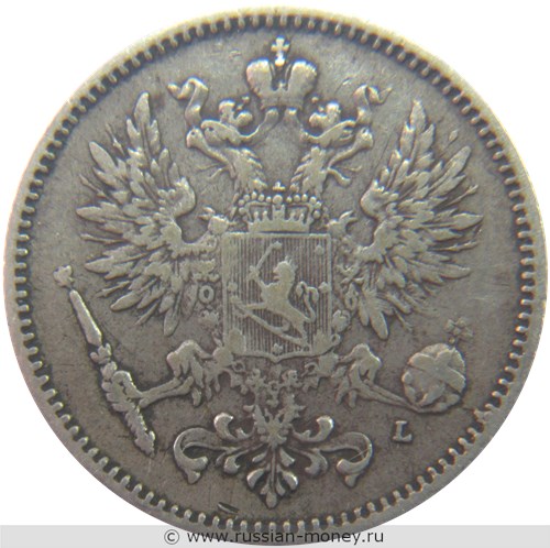 Монета 50 пенни (penniä) 1893 года 50 пенни  (L). Аверс