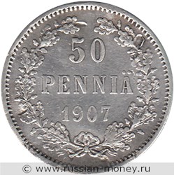 Монета 50 пенни (penniä) 1907 года (L). Реверс