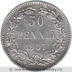 Монета 50 пенни (penniä) 1907 года 50 пенни  (L). Реверс