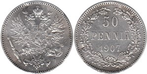 50 пенни (penniä) 1907 50 пенни (L)