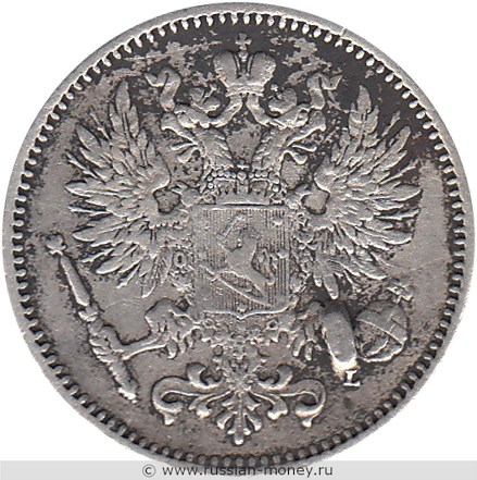 Монета 50 пенни (penniä) 1908 года 50 пенни  (L). Аверс