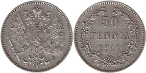 50 пенни (penniä) 1911 50 пенни (L)