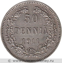 Монета 50 пенни (penniä) 1911 года 50 пенни  (L). Реверс