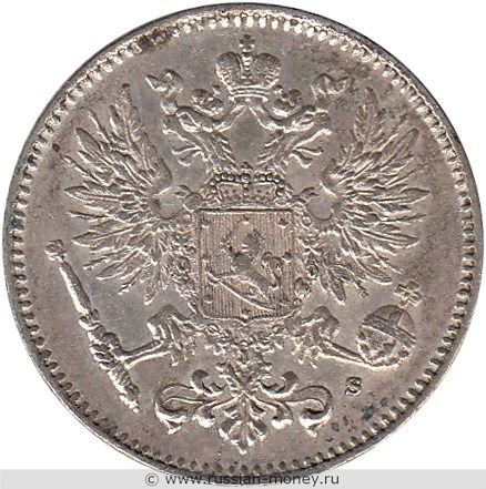 Монета 50 пенни (penniä) 1914 года 50 пенни  (S). Аверс