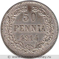 Монета 50 пенни (penniä) 1914 года 50 пенни  (S). Реверс