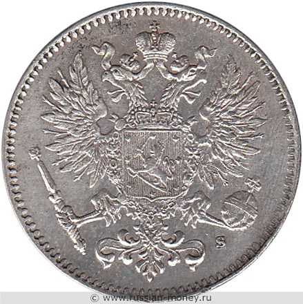 Монета 50 пенни (penniä) 1915 года 50 пенни  (S). Аверс