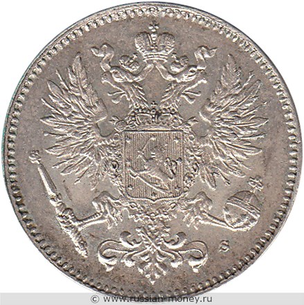 Монета 50 пенни (penniä) 1916 года 50 пенни  (S). Аверс