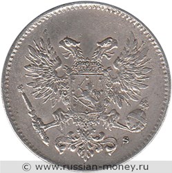 Монета 50 пенни (penniä) 1917 года 50 пенни  (S, орёл без корон). Аверс