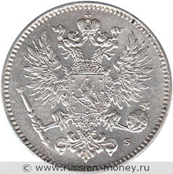 Монета 50 пенни (penniä) 1917 года 50 пенни  (S, орёл с коронами). Аверс