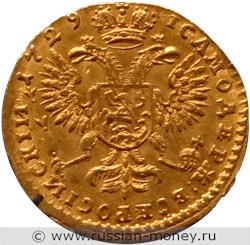 Монета Червонец 1729 года (портрет с бантом). Стоимость. Реверс