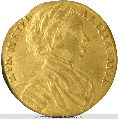 Монета Червонец 1713 года (DL). Стоимость. Аверс