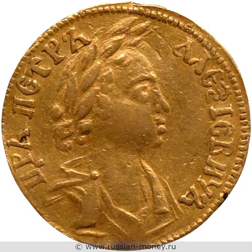 Монета Двойной червонец 1701 года (҂АѰА). Стоимость. Аверс
