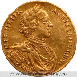 Монета Двойной червонец 1714 года. Стоимость, разновидности, цена по каталогу. Аверс