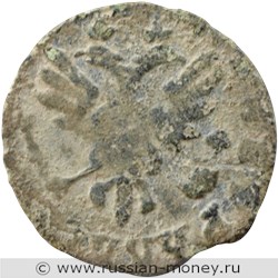 Монета Полушка 1716 года (҂АѰSI, ПОВЕЛIТЕЛЬ). Стоимость, разновидности, цена по каталогу. Аверс