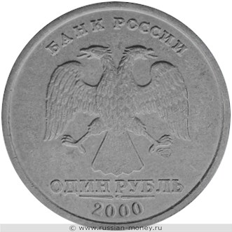 Монета 1 рубль 2000 года (СПМД). Разновидности, подробное описание. Аверс