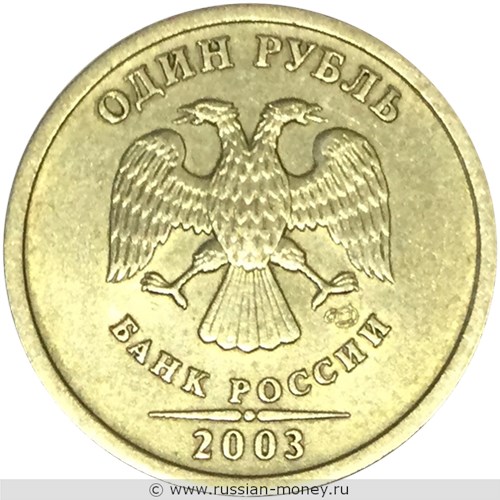 Монета 1 рубль 2003 года (СПМД). Стоимость, разновидности, цена по каталогу. Аверс