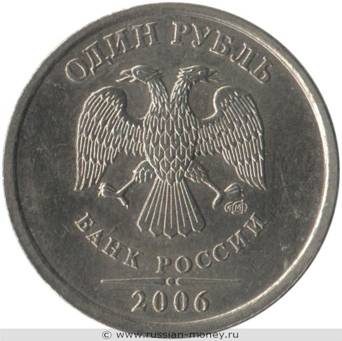 Монета 1 рубль 2006 года (СПМД). Стоимость, разновидности, цена по каталогу. Аверс