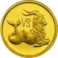 Монета 25 рублей 2002 года Знаки зодиака. Козерог. Стоимость. Аверс
