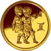 Монета 25 рублей 2003 года Знаки зодиака. Близнецы. Стоимость. Аверс