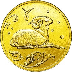 Монета 25 рублей 2005 года Знаки зодиака. Овен. Стоимость. Аверс